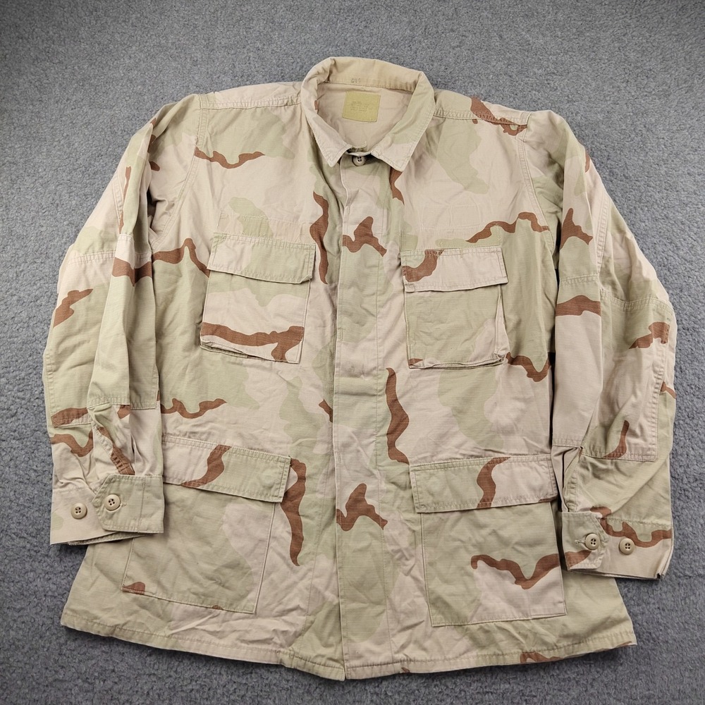 American Apparel BDU Coat Mens Large Long Desert Camo Combat Uniform Jacket Tan